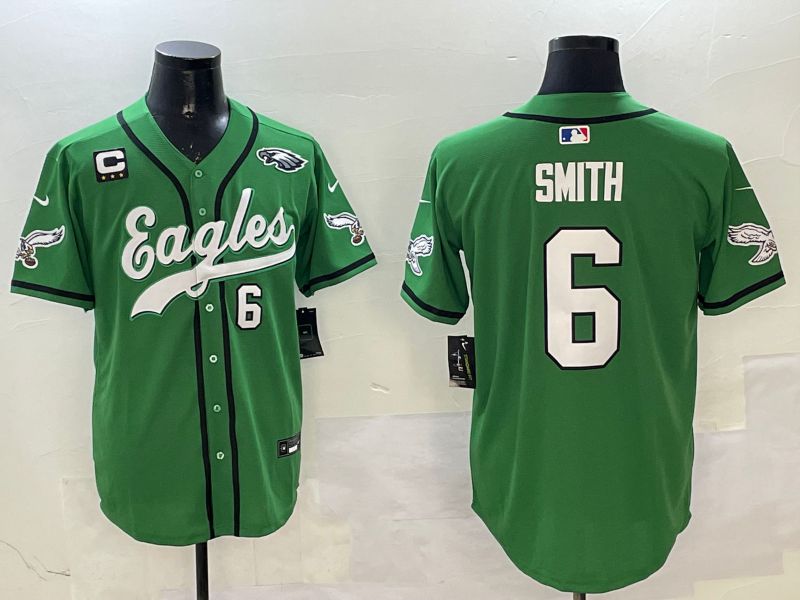 Men Philadelphia Eagles 6 Smith Green three generations Jointly Name 2025 Nike Limited NFL Jersey style 8